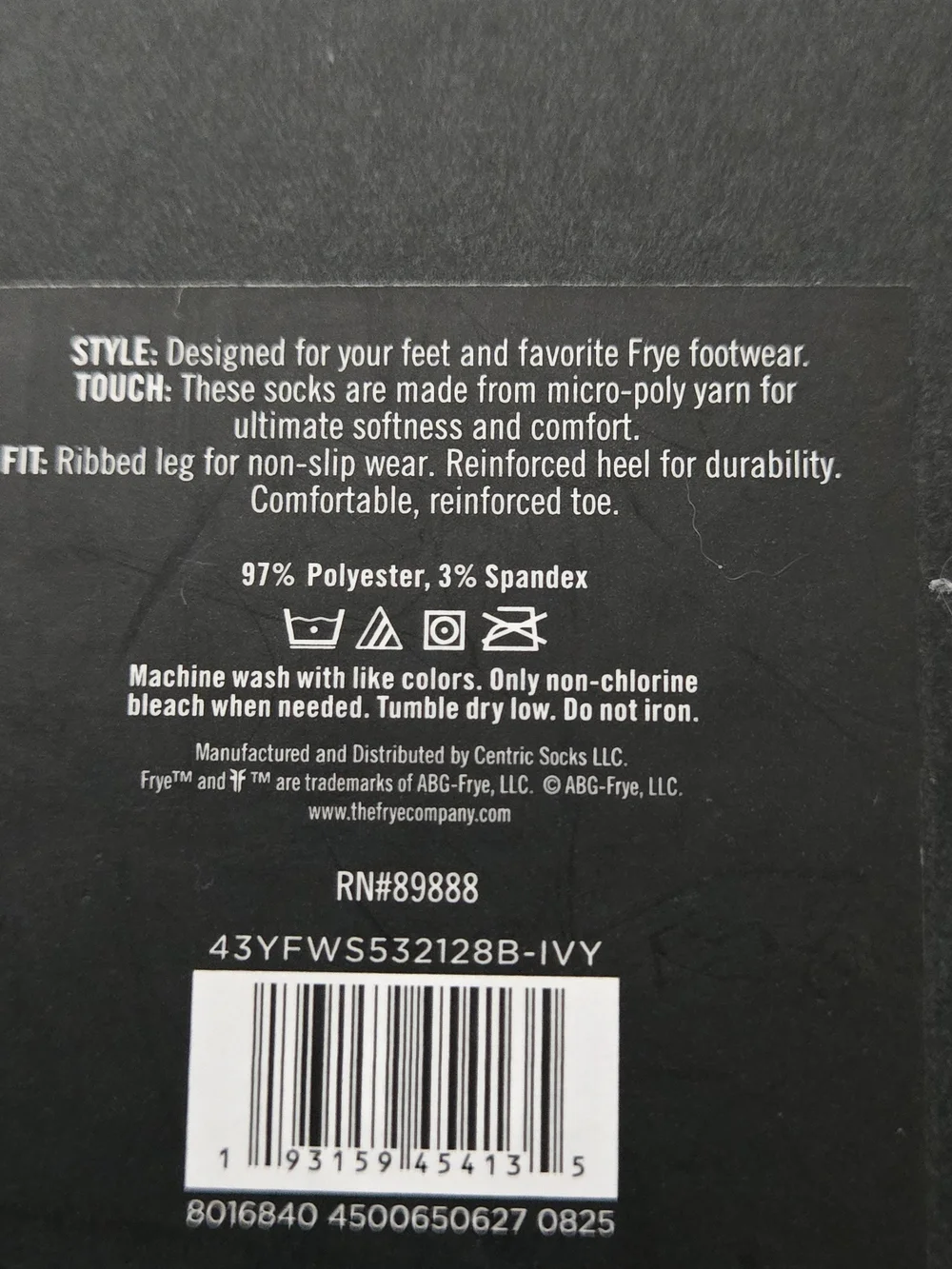 Brand New Frye Boxed Set of Three Pairs of Crew Socks
